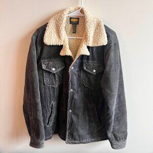 Free People corduroy sherpa-lined jacket in washed grey